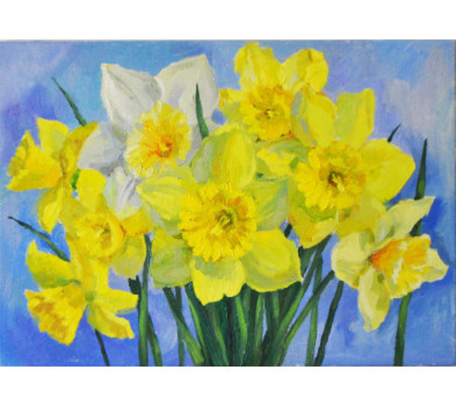 Daffodil painting original Plein air painting Floral oil Etsy