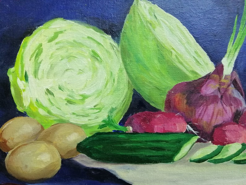 Vegetable oil painting Still life oil painting original Small Etsy