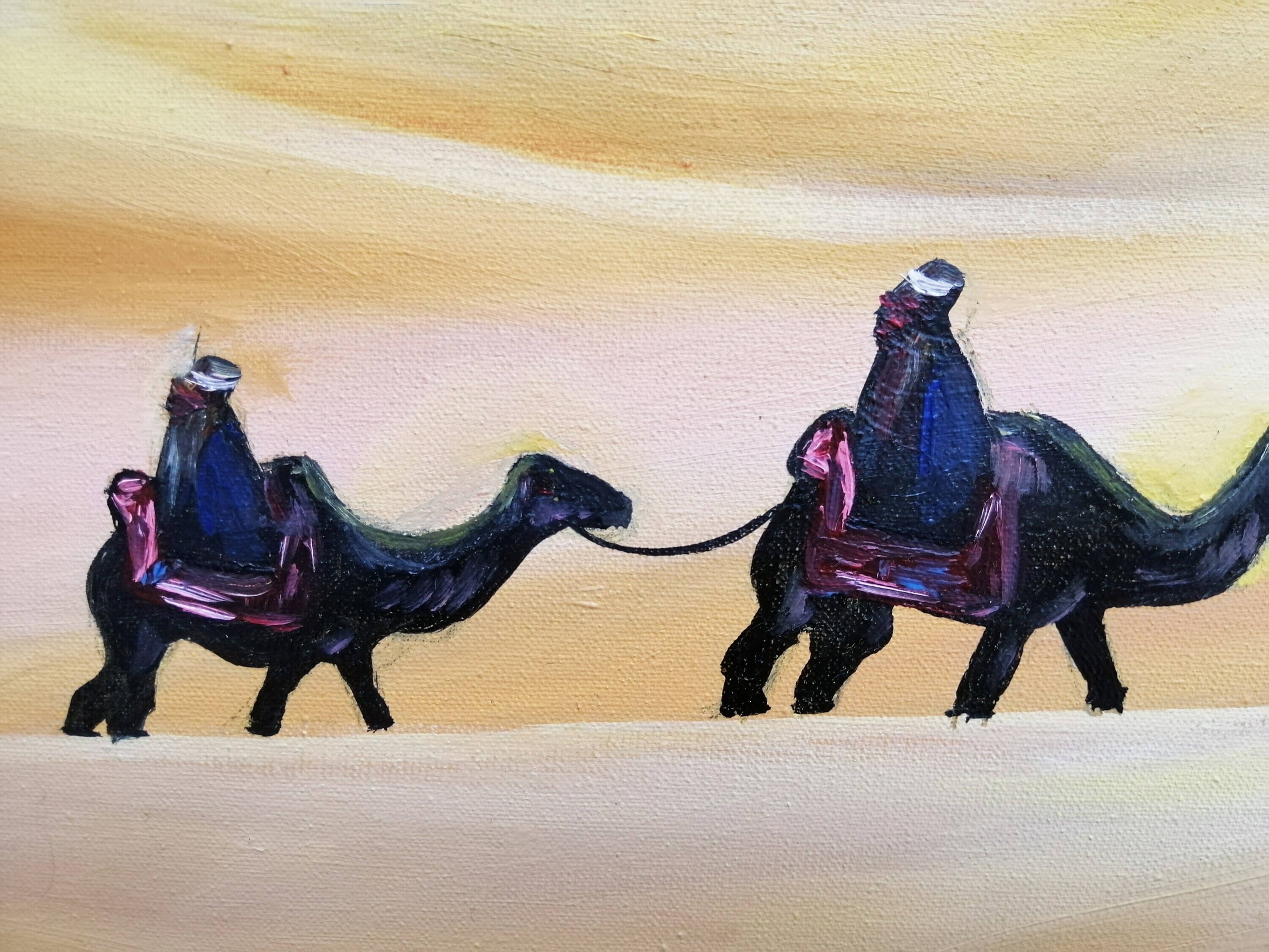 Camels caravan in Sahara desert painting on canvas Large Etsy