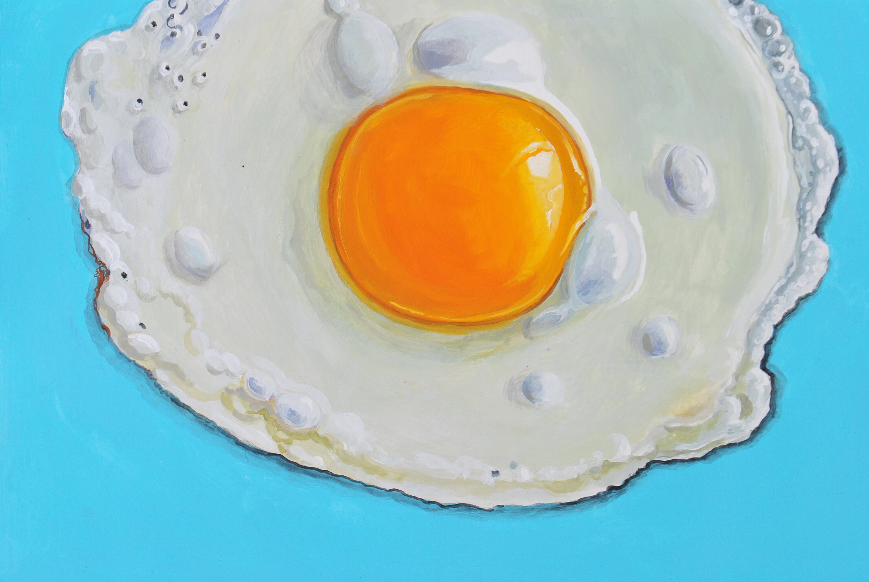 Fried egg painting Small acrylic on paper Hyperrealism Food Etsy