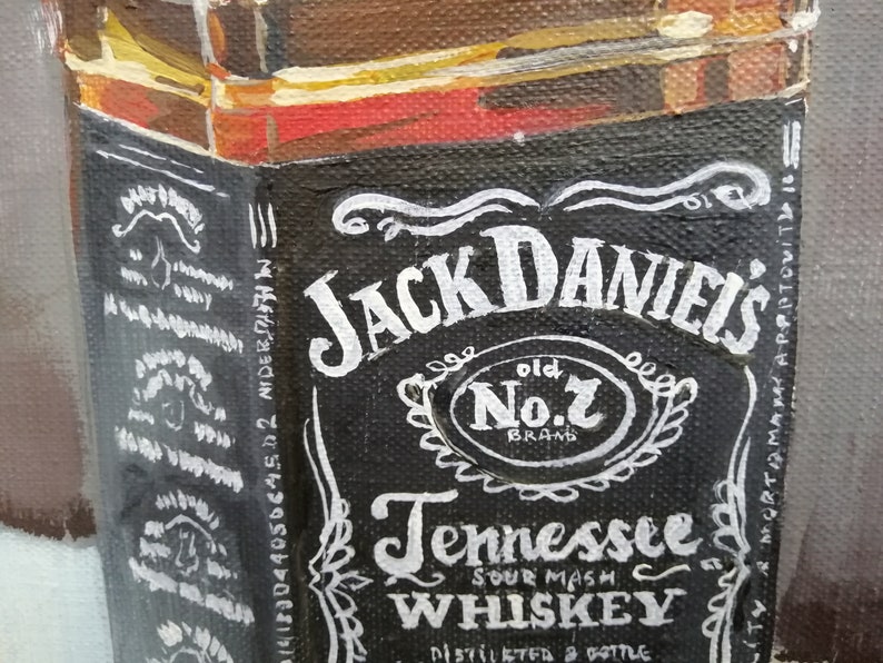 Jack Daniels painting Hyperrealism Whiskey bottle oil painting Etsy