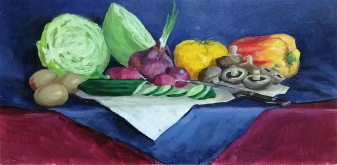 Vegetable oil painting Still life oil painting original Small Etsy
