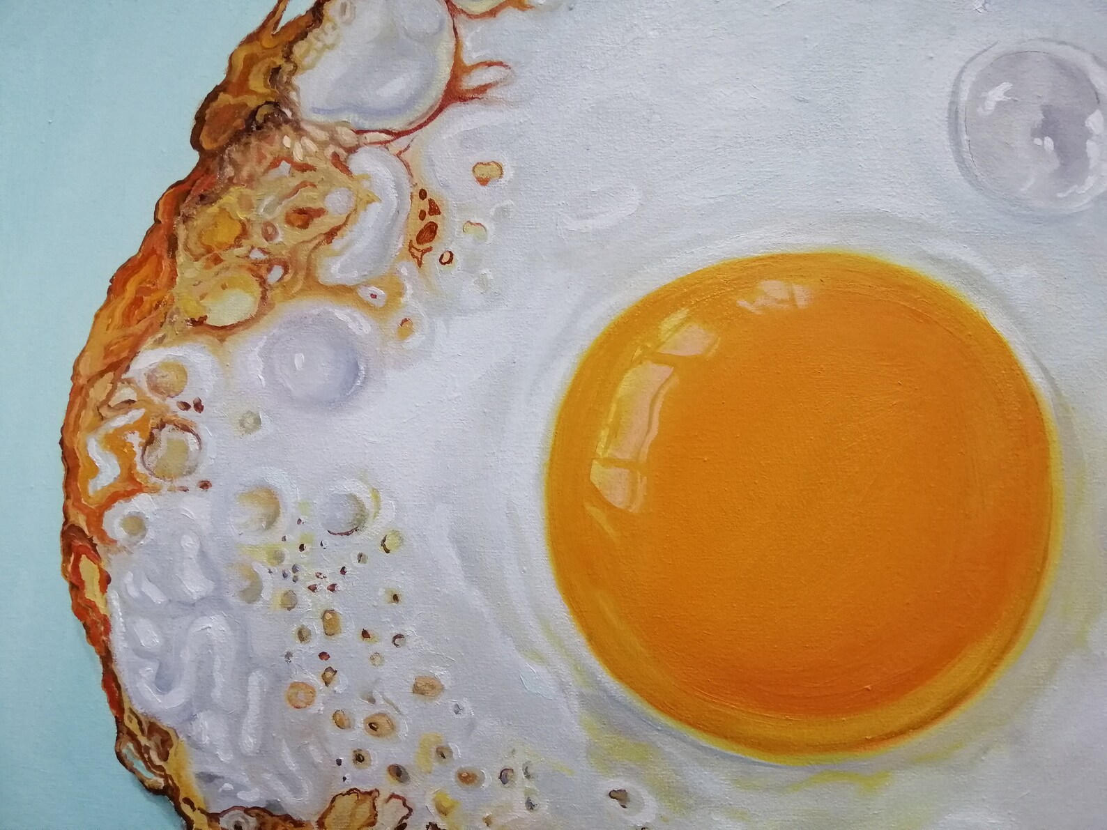 Fried Egg Painting Hyperreal Large Oil Painting on Canvas Etsy