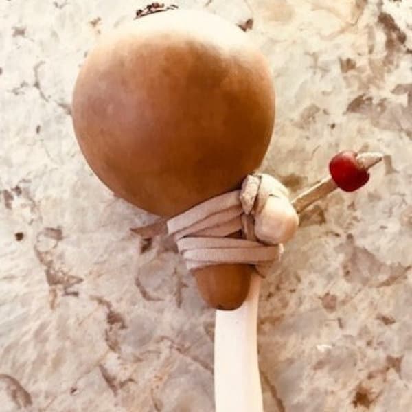 Gourd Baby Rattle with Bone Handle