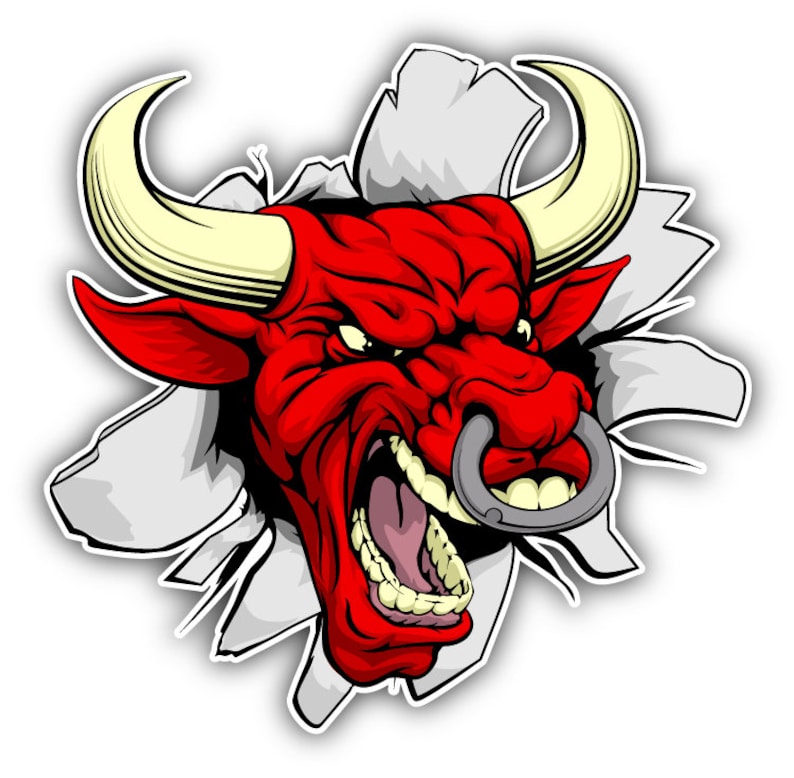 Bull Mascot Decal Sticker Car Truck Vehicle Window Bumper Laptop Wall