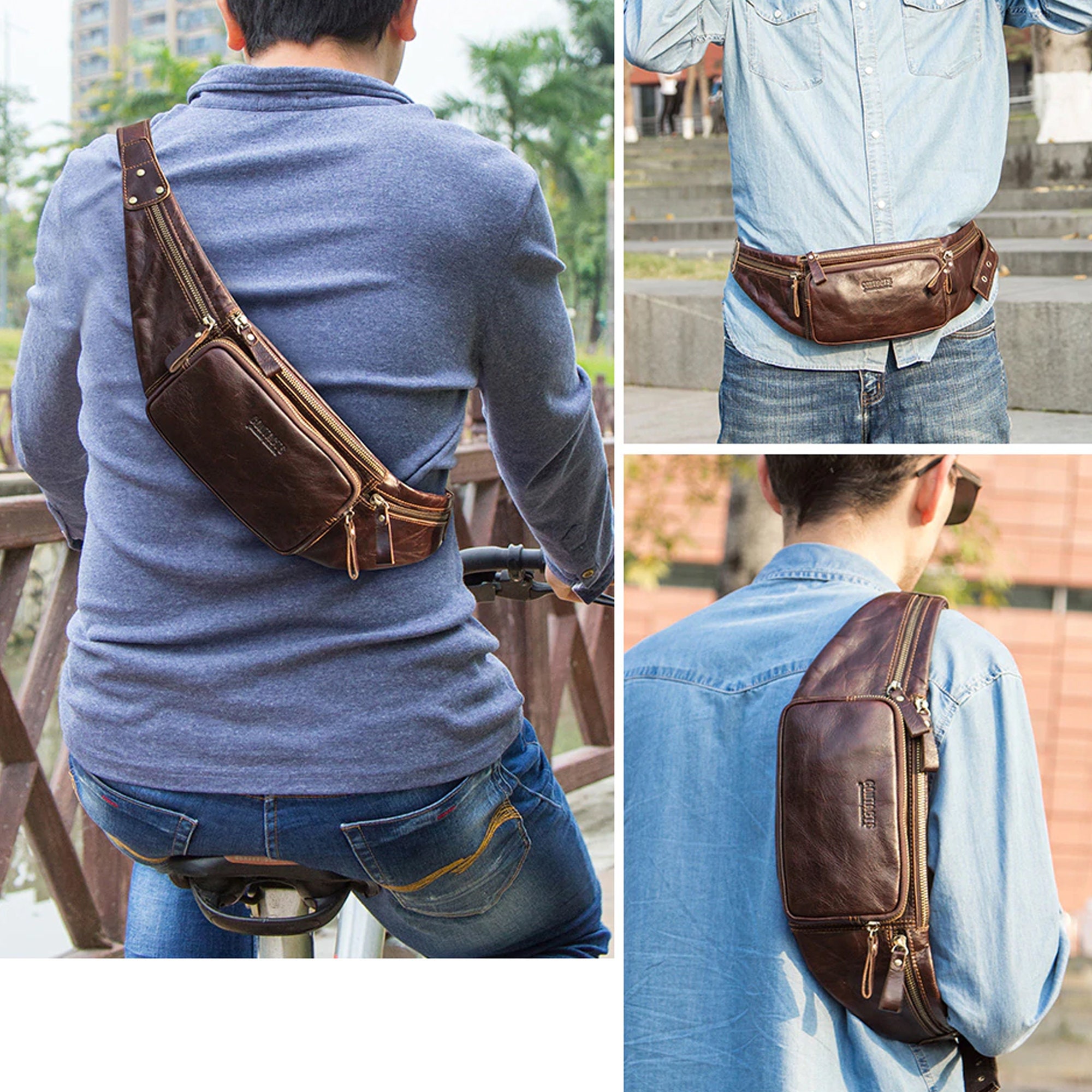 FESTIVAL LEATHER BAG Men Shoulder Messenger Bag Chest Pack Etsy