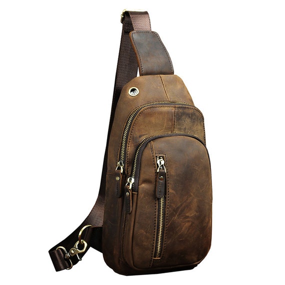 mens leather shoulder sling bag