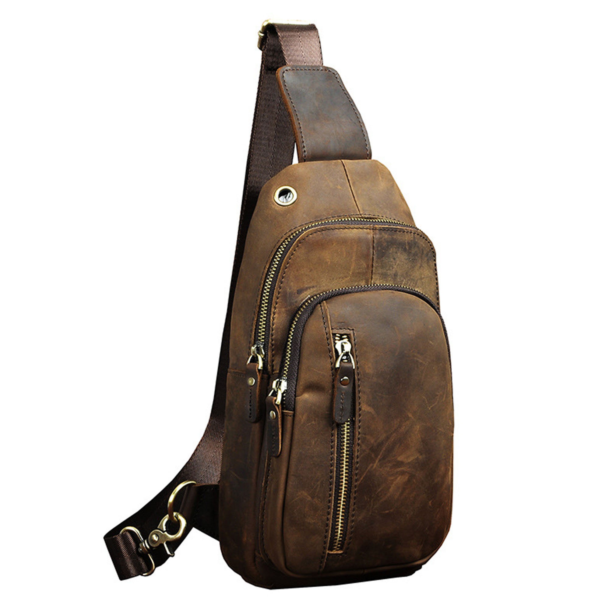VINTAGE SLING LEATHER Bag Men Retro leather bag Style Leather Etsy