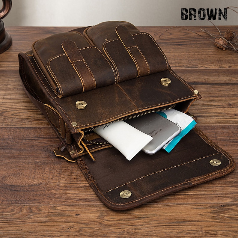 Vintage Gold Messenger BagLeather Travel Pouch Leather Casual Etsy