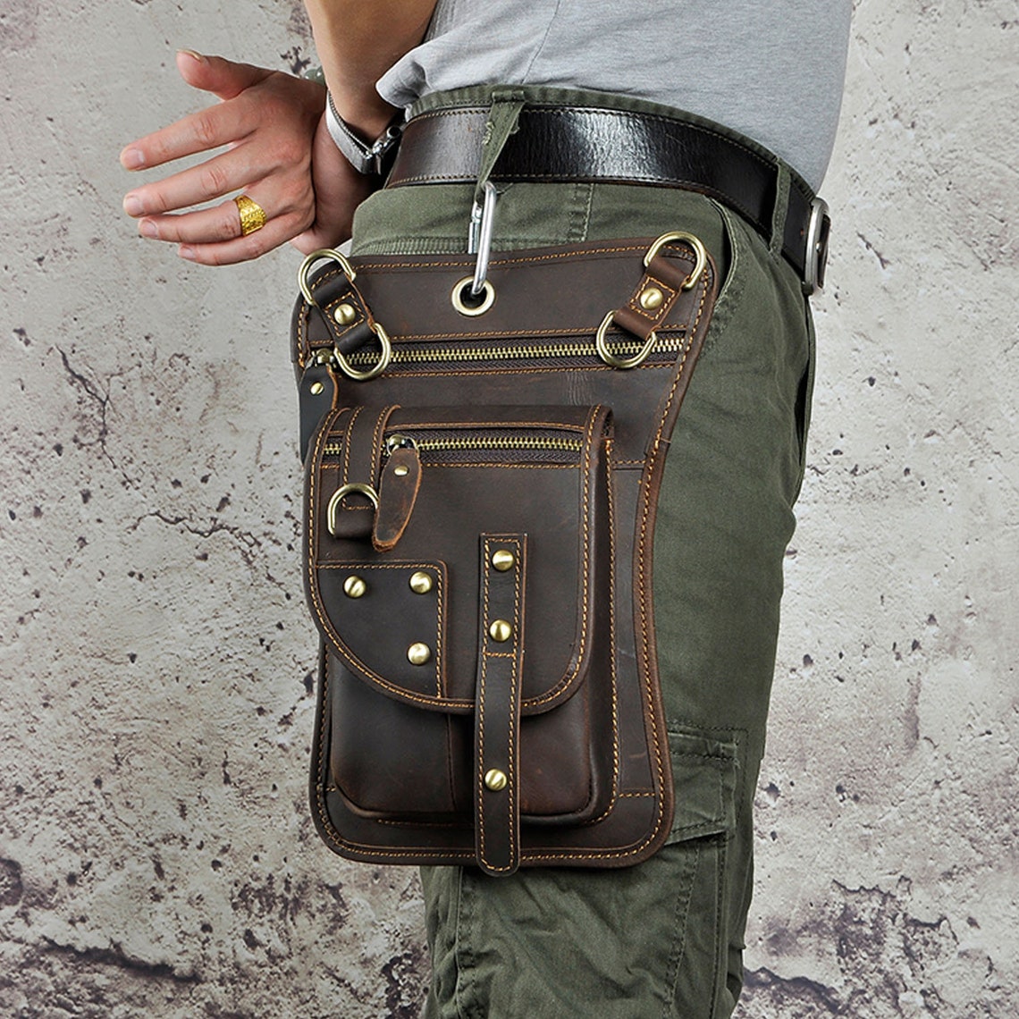 Thigh Bag Leather Leg Bag Shoulder Messenger Bag Waist Pack Etsy