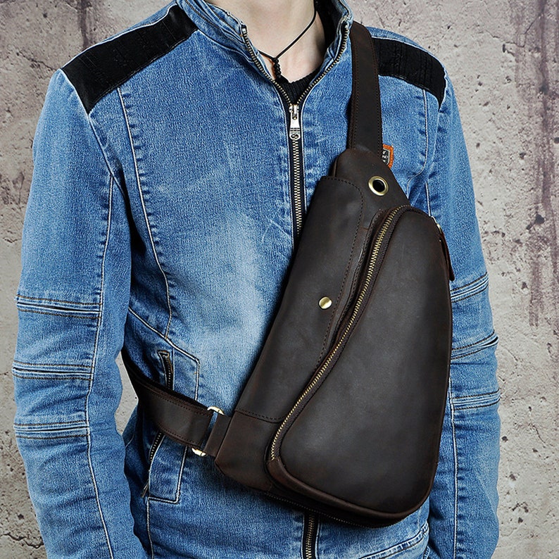 Vintage Sling Leather Bag Genuine Leather Men Fanny Pack | Etsy