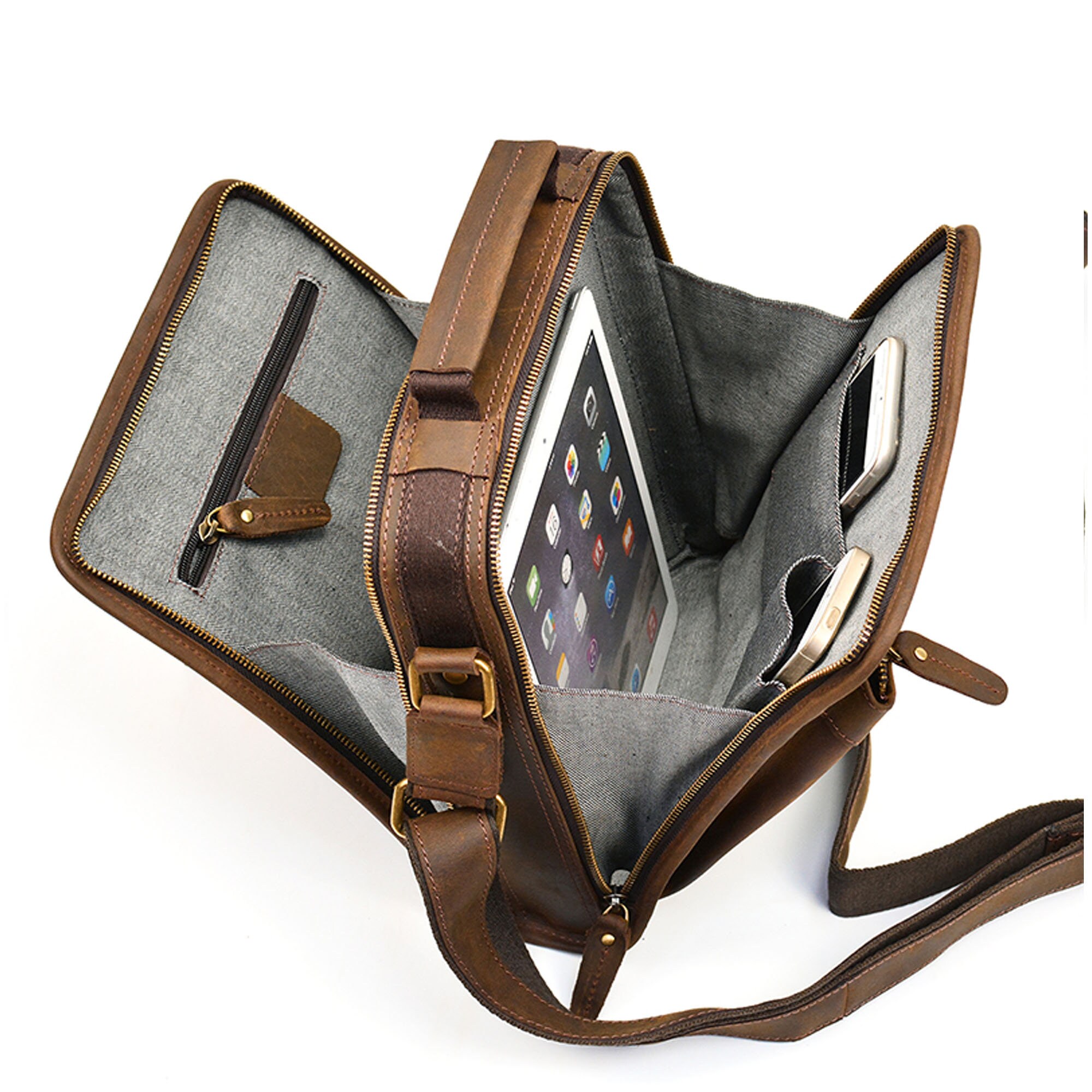 Vintage Ipad Tasche Leder Herren Herren Crossbody Leder Pack Etsy