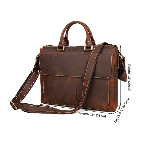 Vintage Men's Leather laptop Messenger bag Briefcase | Etsy