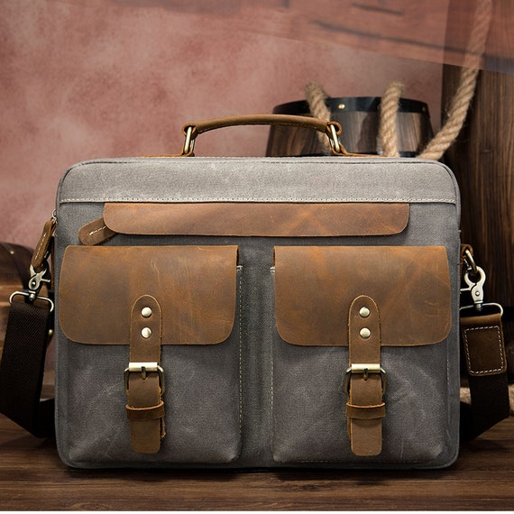 New Men/'s Vintage Leather Messenger Bag Shoulder Laptop Bag Briefcase satchel