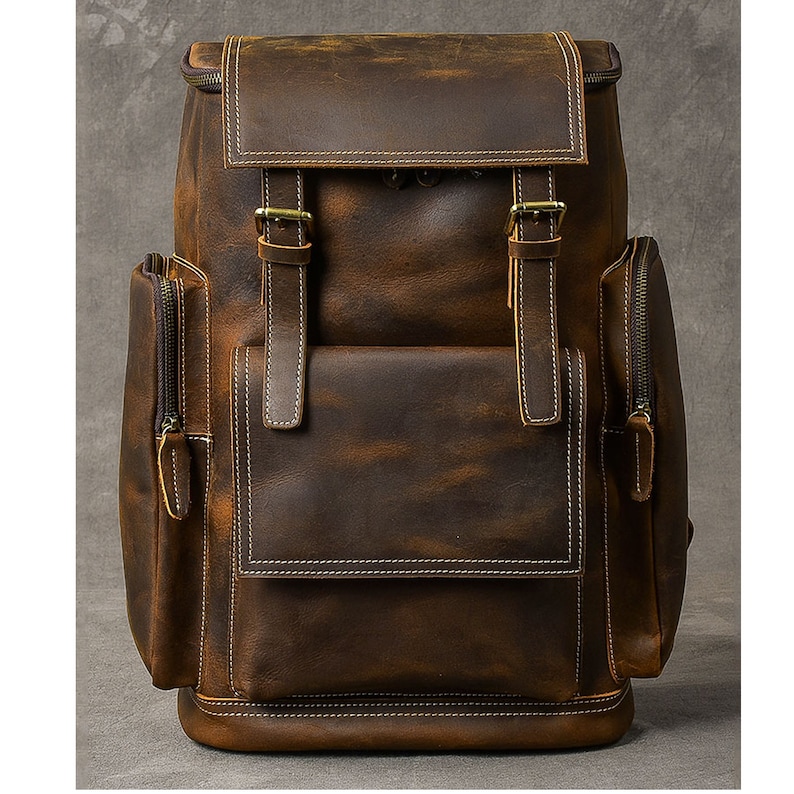 Leather Large Backpack 16.5 inch Extra Large Innovative Etsy