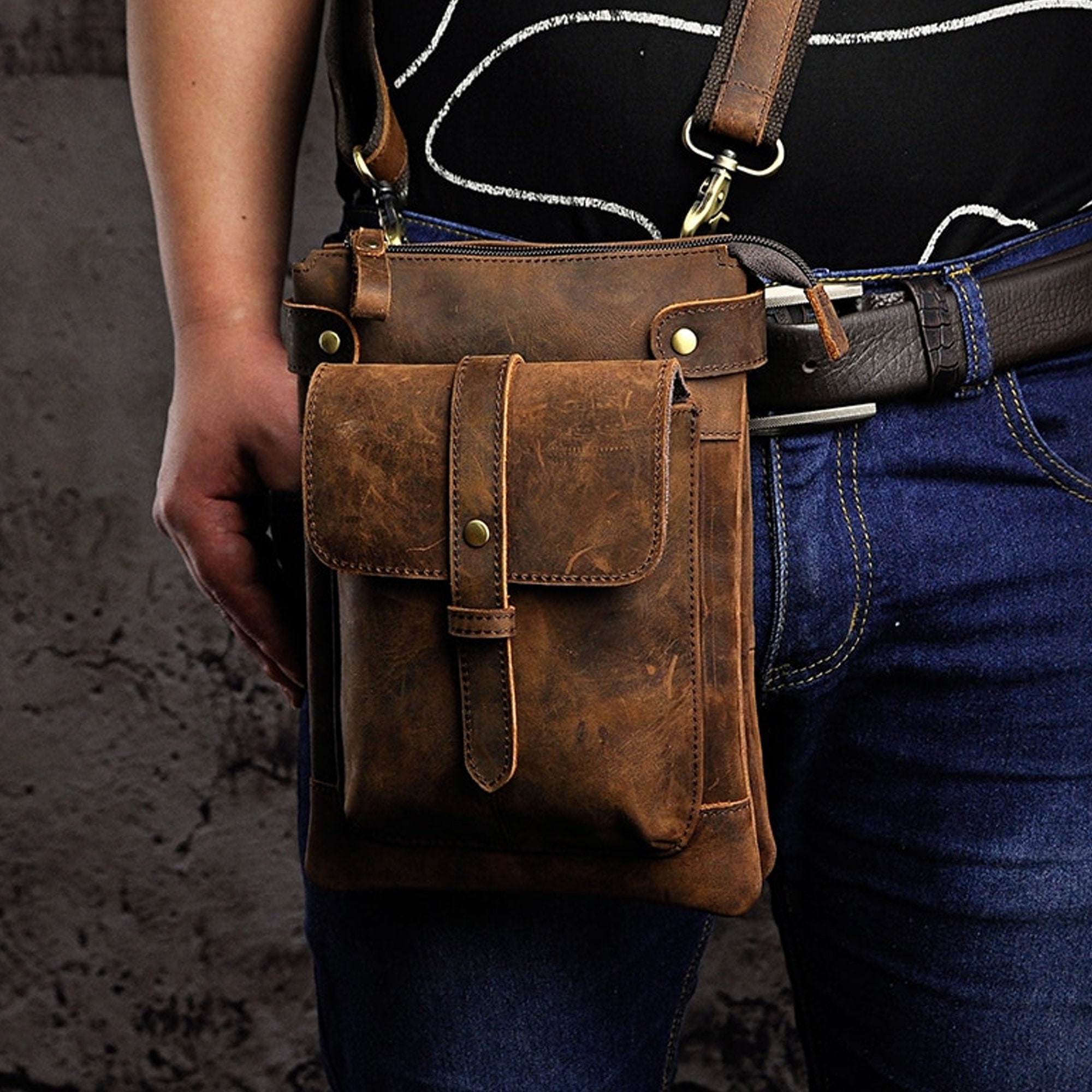 Handmade Vintage Leather Bag Fanny Pack Waist Thigh Bum Belt | Etsy