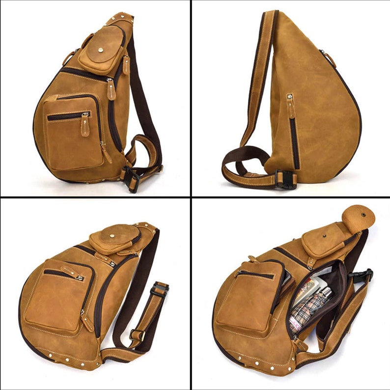 Vintage Sling bag leather Chest leather bag Cross body Etsy