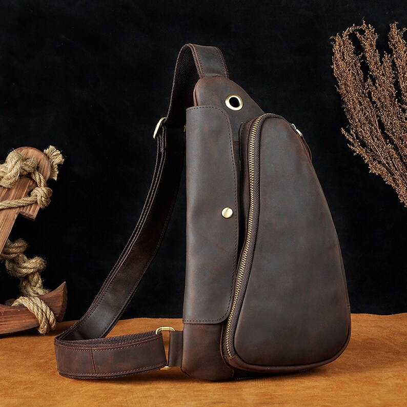 Vintage Sling Leather Bag Genuine Leather Men Fanny Pack Etsy