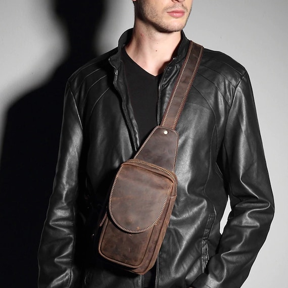 Leather Sling BagFestival Leather Bag Men Shoulder Messenger | Etsy