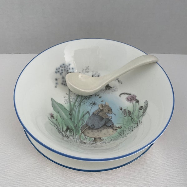 Vintage Mr. Mouse child's Dishes ~ Elizabethan Bone China ~ Bowl ~ Plate ~ Spoon ~ England ~ Gift ~ Baby Gift