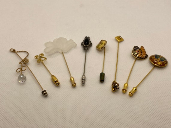 Vintage Stick Pin Lot ~ Brooch ~ Lapel Pin ~ Scar… - image 1