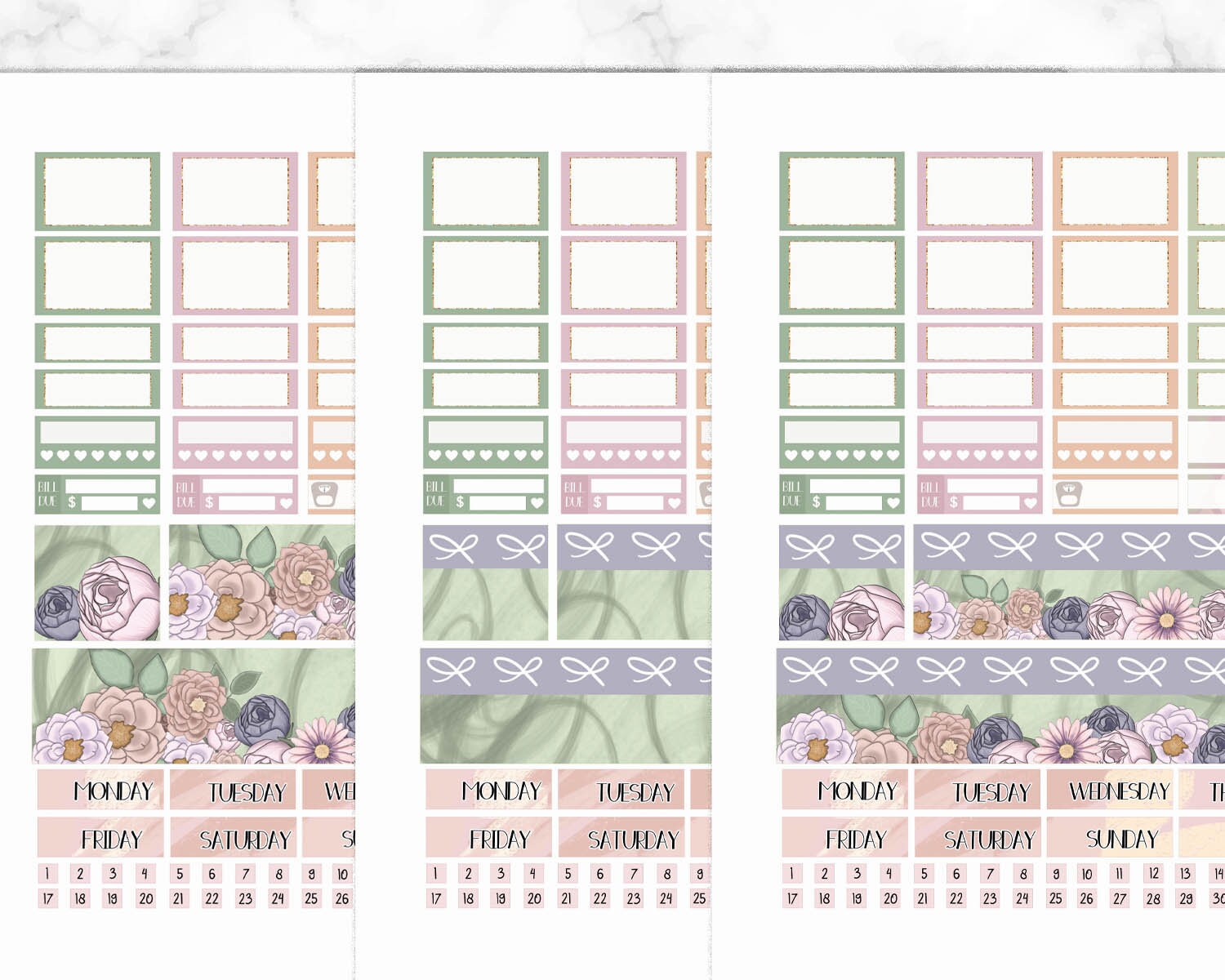Flowers Erin Condren Planner Stickers Vertical, Printable Planner ...