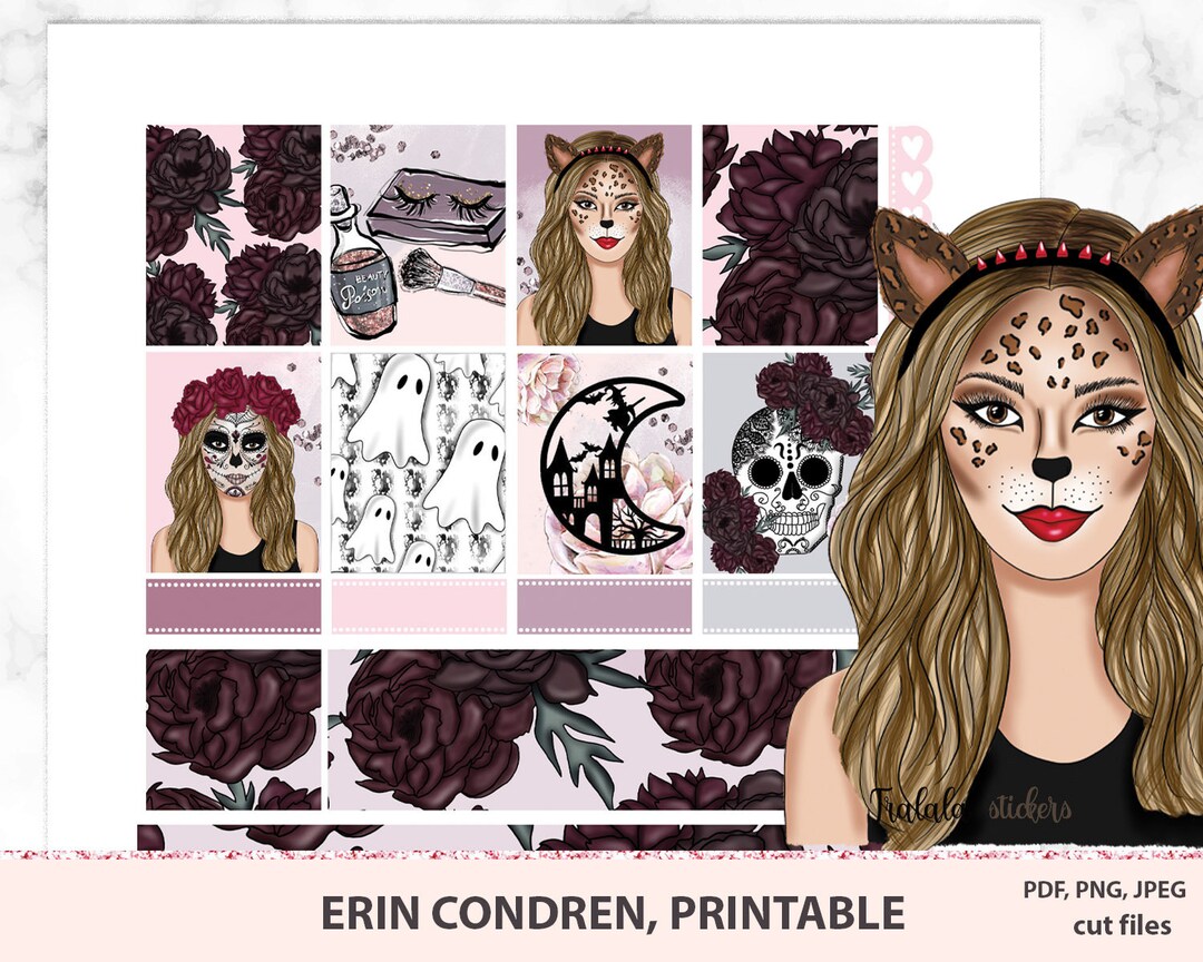 Sugar Skull Erin Condren Halloween Planner Stickers Printable for ...