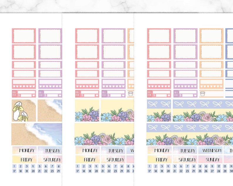 Weekly planner sticker kit, Printable Planner Stickers, Beach picnic, Instant Download, Agenda Deco Kit, Planner printables, Cricut PNG image 5