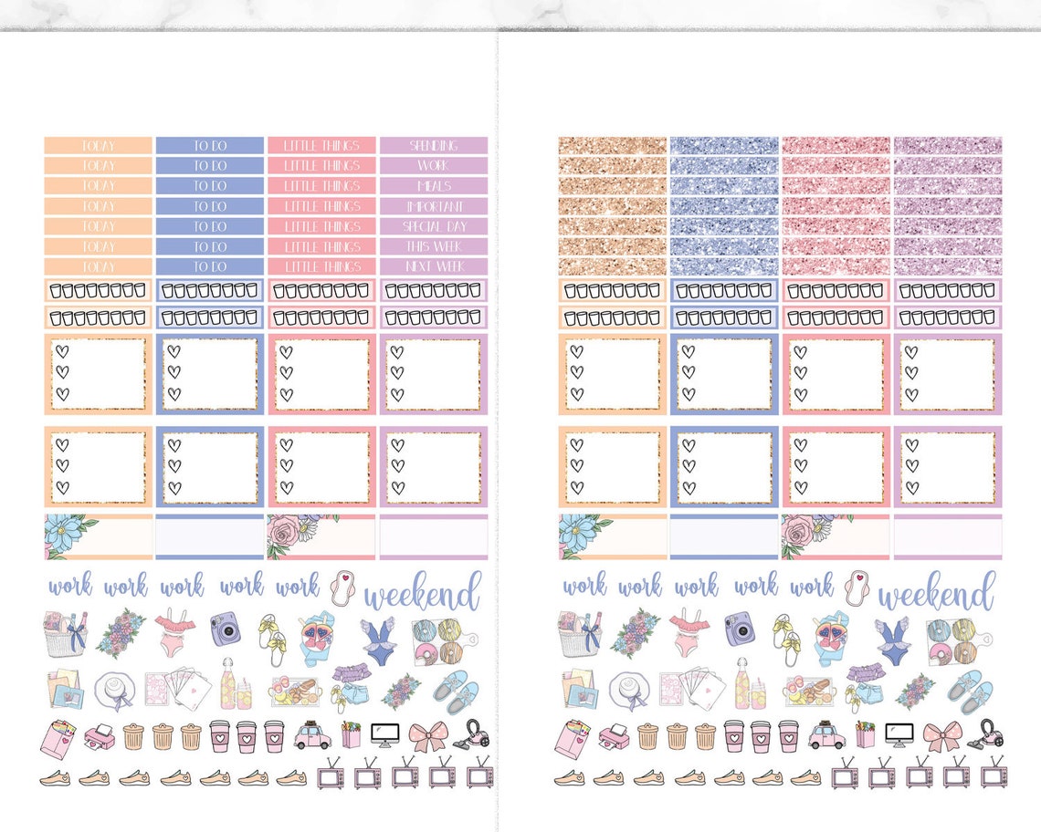 Weekly Sticker Kit Printable for Happy Planner Vertical, Beach Picnic ...