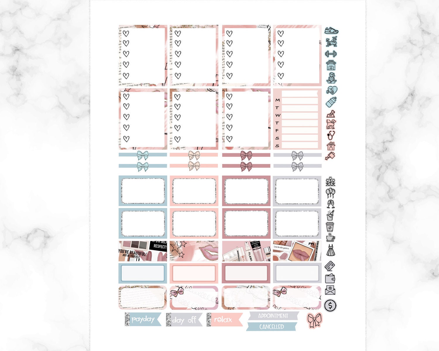 Self Love Weekly Kit for Erin Condren Life Planner Vertical, ECLP Make ...