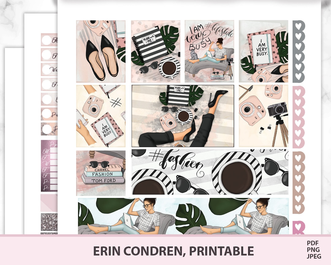 Printable Planner Stickers for Erin Condren, ECLP Vertical Weekly ...