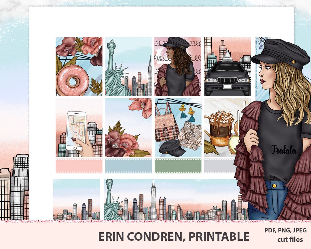 NYC Erin Condren Planner Stickers Printable, ECLP Pastel Colors Set ...