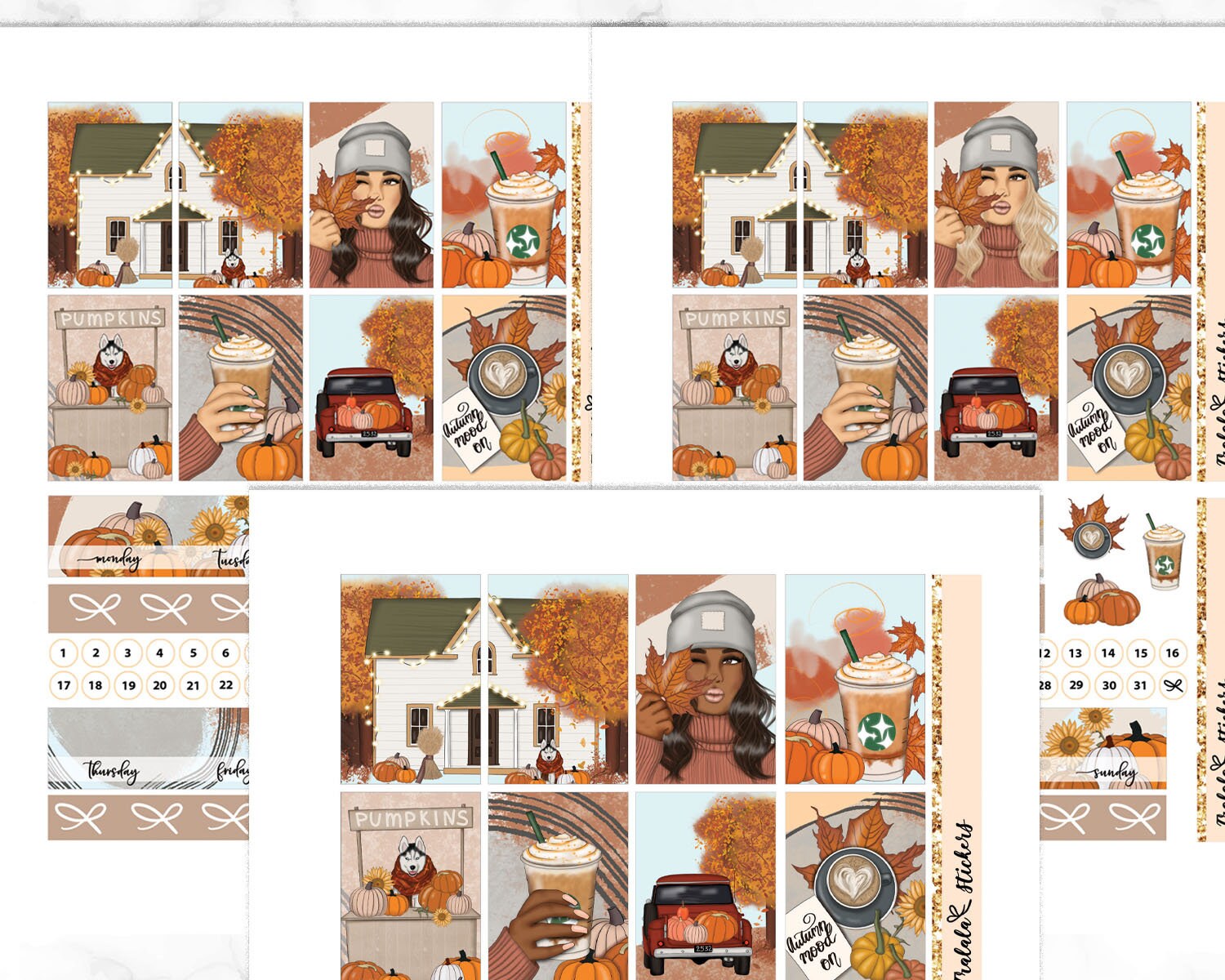 Fall Printable Planner Stickers, Happy Planner Weekly Kit, Fall Sticker ...