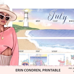 July monthly kit printable for Erin Condren horizontal and vertical planner, May 2021 monthly set, SUmmer monthly, Silhouette/Cricut files