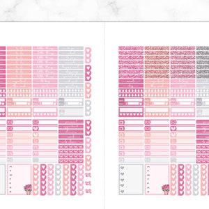 May include: Pink and gray planner stickers with various designs, including hearts, glitter, and text like "to do", "today", and "important".