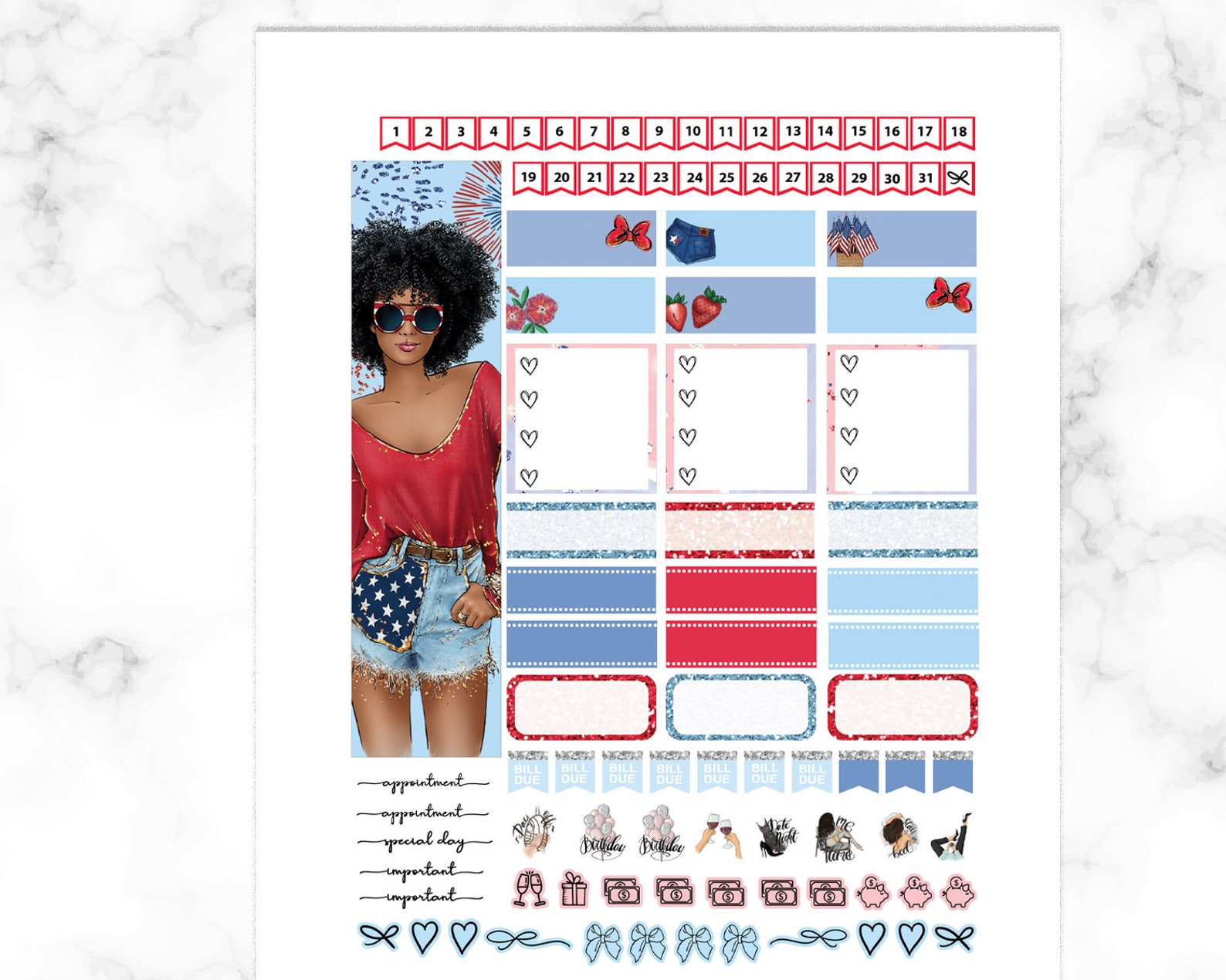 JULY HAPPY PLANNER Monthly Printable Kit Printable Monthly - Etsy