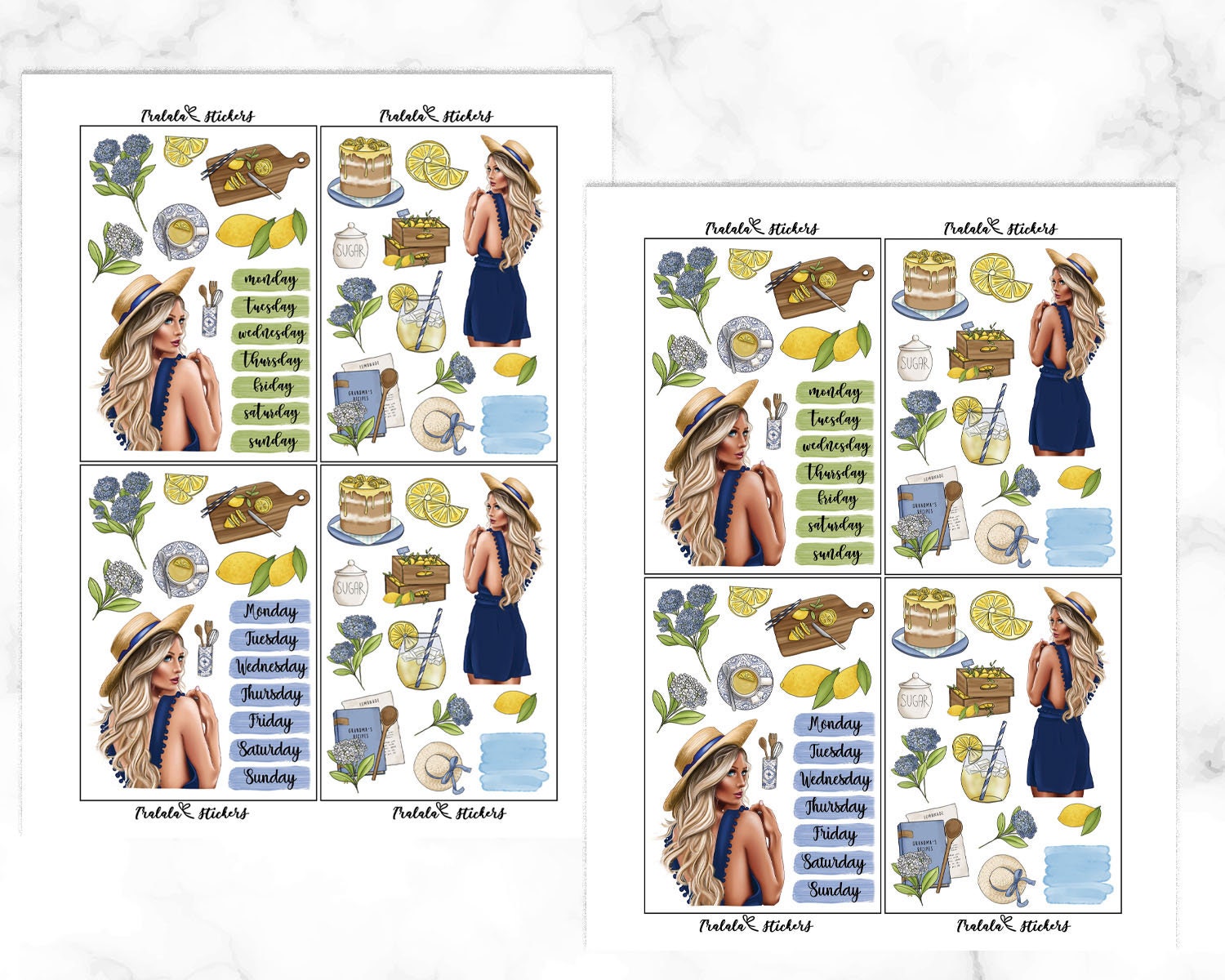 Watercolor Planner Stickers Printable, Lemons and Flowers Decorative ...