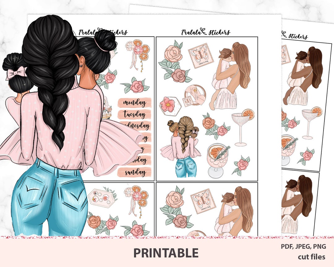 Mothers Day Planner Stickers Printable, Mother and Daughter Baby Kit ...