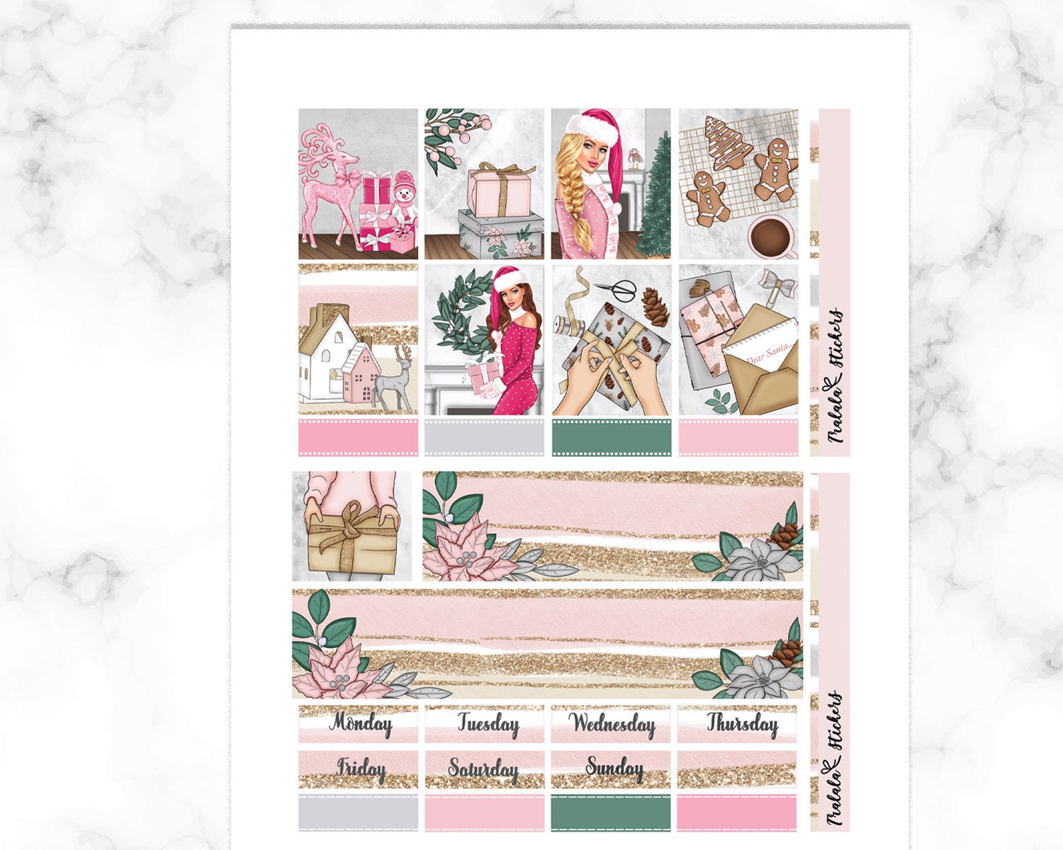 Christmas Printable Erin Condren Planner Stickers, ECLP XMAS Weekly Kit ...