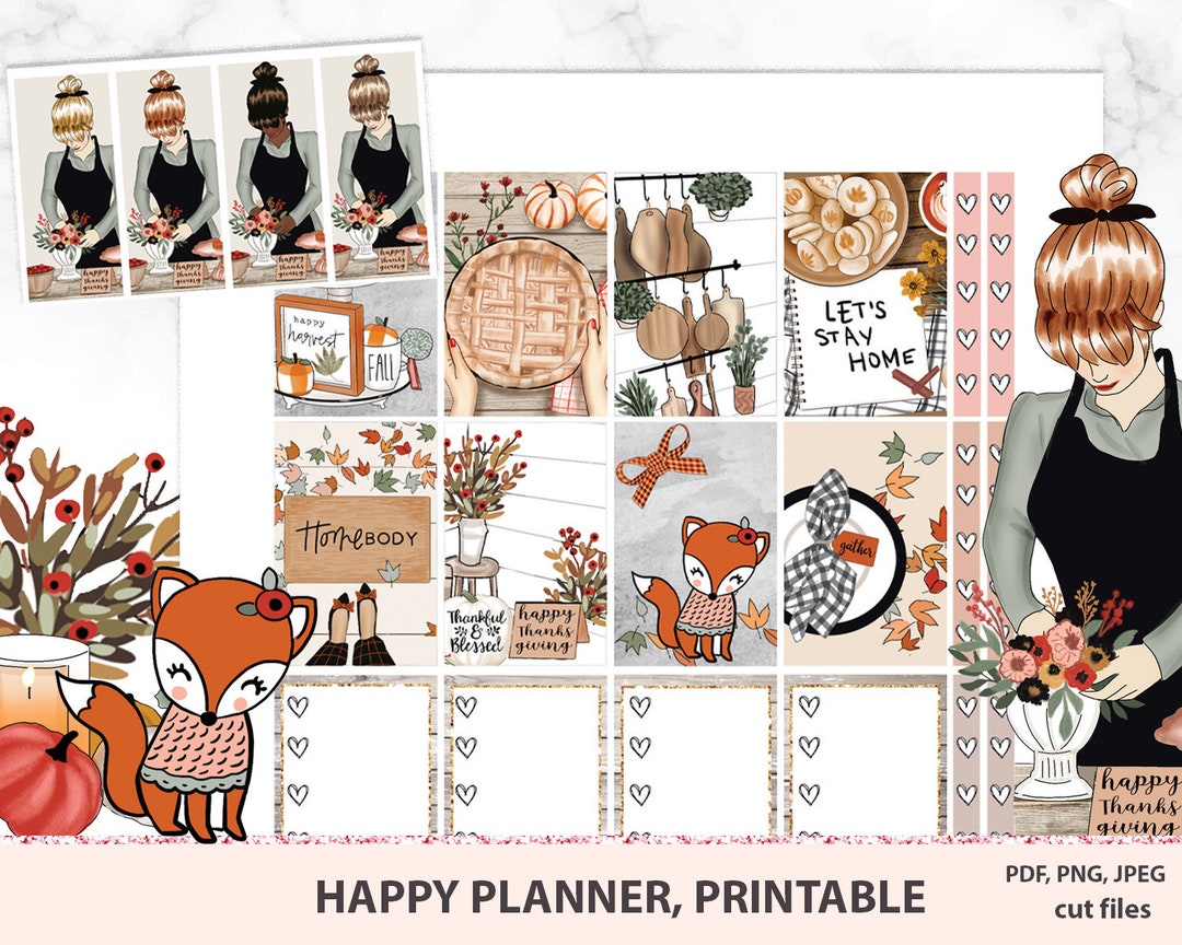 Thanksgiving Planner Sticker Kit Printable Weekly Set Happy Planner ...