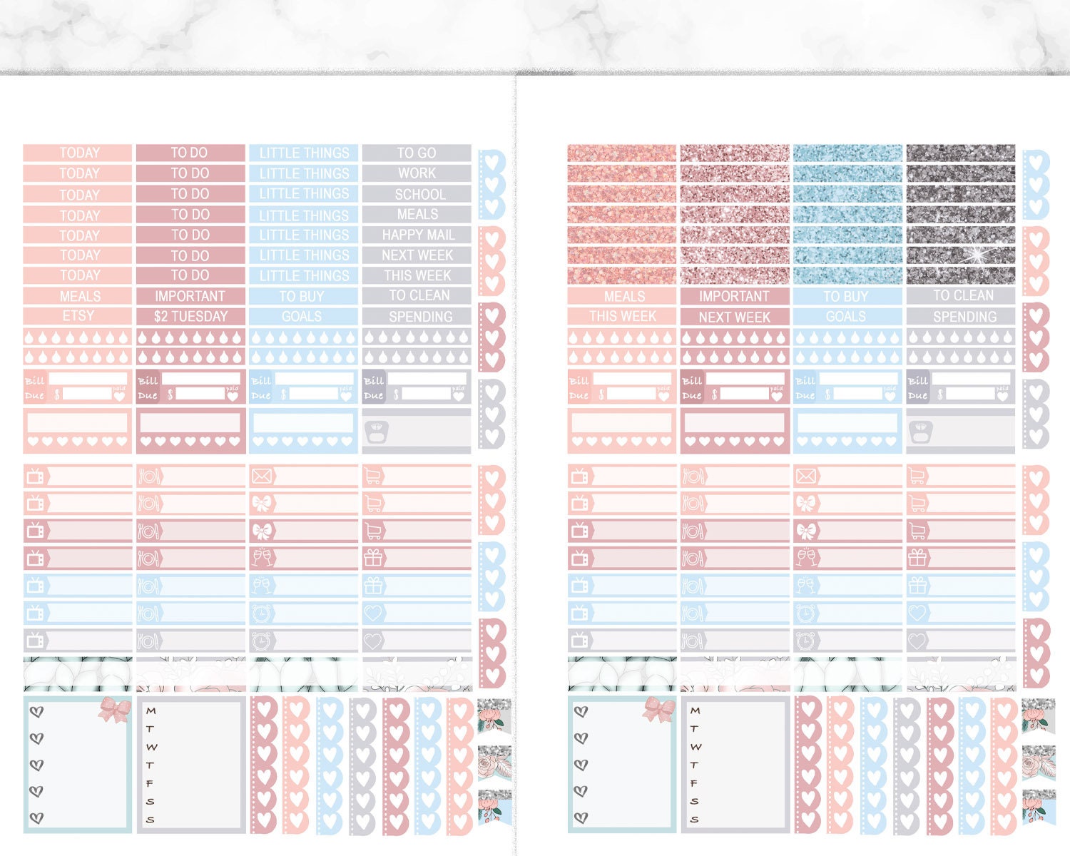 Pastel Winter Erin Condren Printable Planner Sticlkers, Weekly Kit With ...