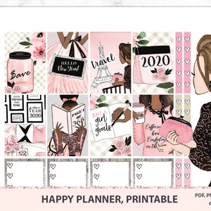PRINTABLE NEW YEAR Happy Planner Sticker, 2020 kit d’autocollants planificateurs, impressions de planificateur, autocollants imprimables du Nouvel An, fichiers de ligne coupées