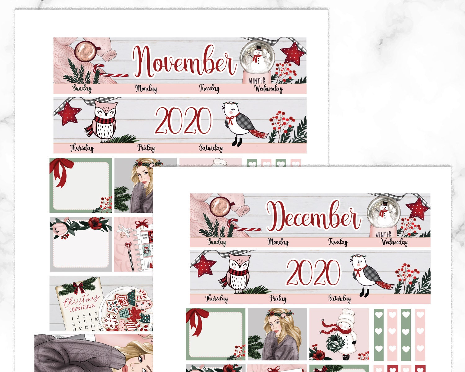 November Monthly Kit Erin Condren Life Planner Stickers Vertical View ...