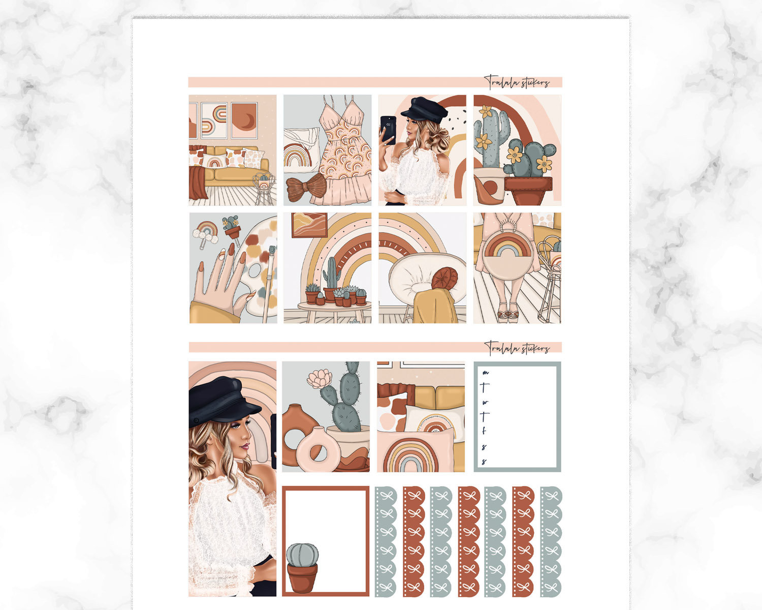 Erin Condren Printable Planner Stickers Muted Rainbows - Etsy