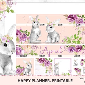 April printable monthly kit for Happy planner, May Printable Planner Sticker Set, April Monthly View Sticker Pack, Silhouette Cut Files