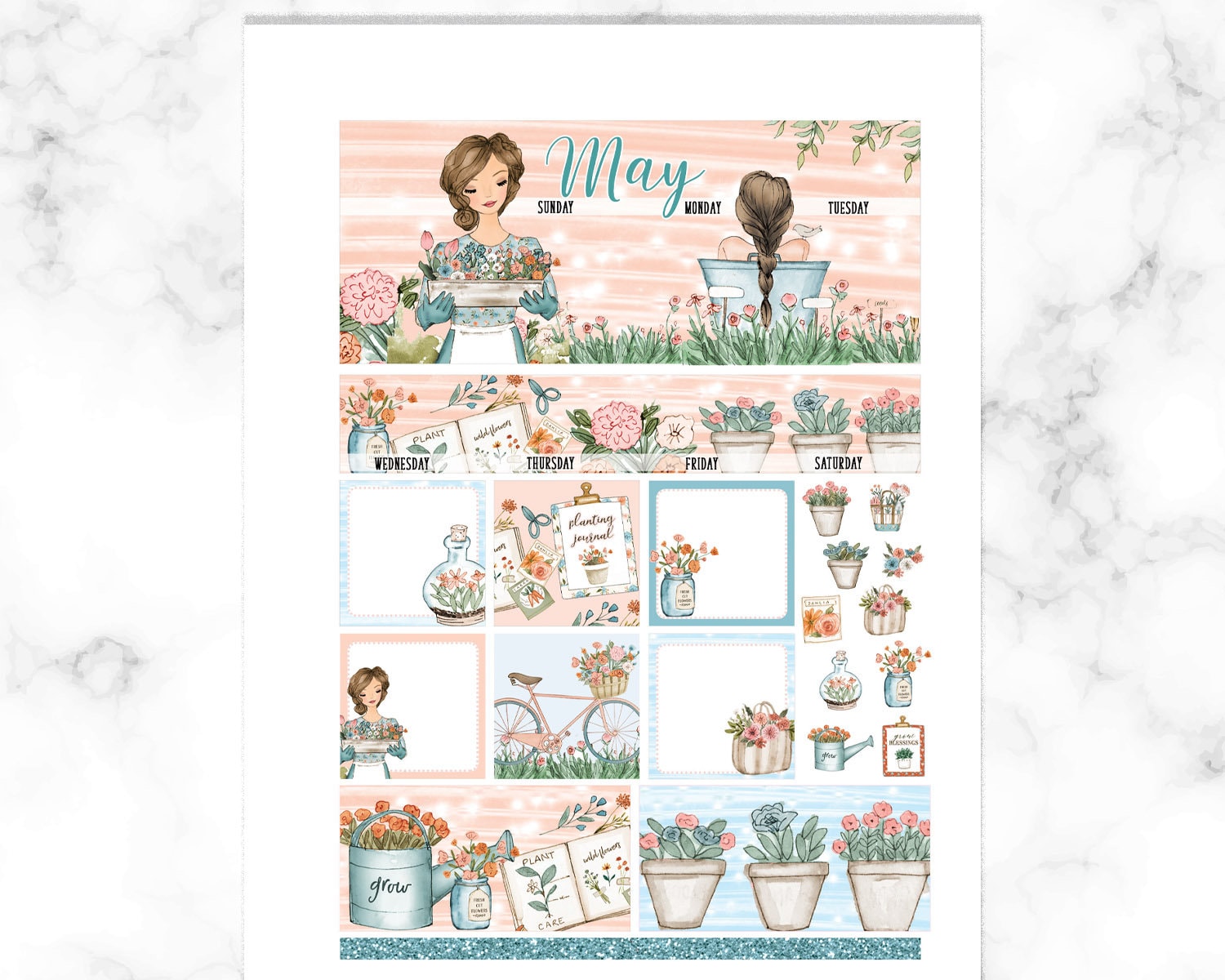 Happy Planner MAY Monthly Printable Planner Stickers Floral - Etsy