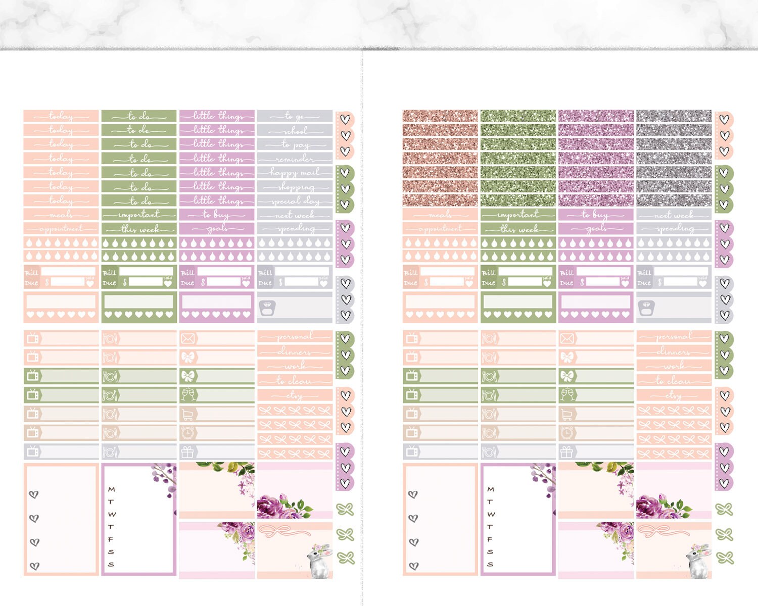 Spring Happy Planner Printable Stickers, Floral Sticker Kit, Easter ...