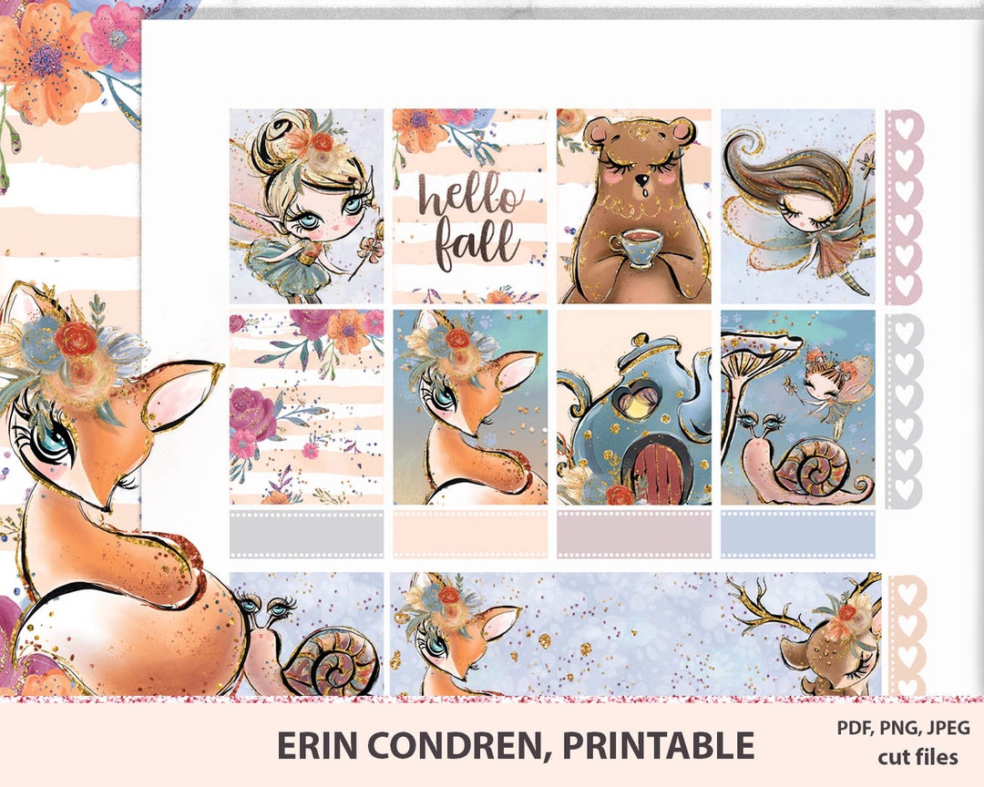 Forest Fairies Erin Condren Planner Stickers Vertical Printable, ECLP ...