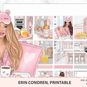 Pegatinas planificadora imprimibles, kit de buenos días, Boss Babe, Descarga instantánea de elegantes páginas de papelería acuarela, Agenda Deco Kit, Set semanal