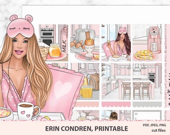 Pegatinas planificadora imprimibles, kit de buenos días, Boss Babe, Descarga instantánea de elegantes páginas de papelería acuarela, Agenda Deco Kit, Set semanal